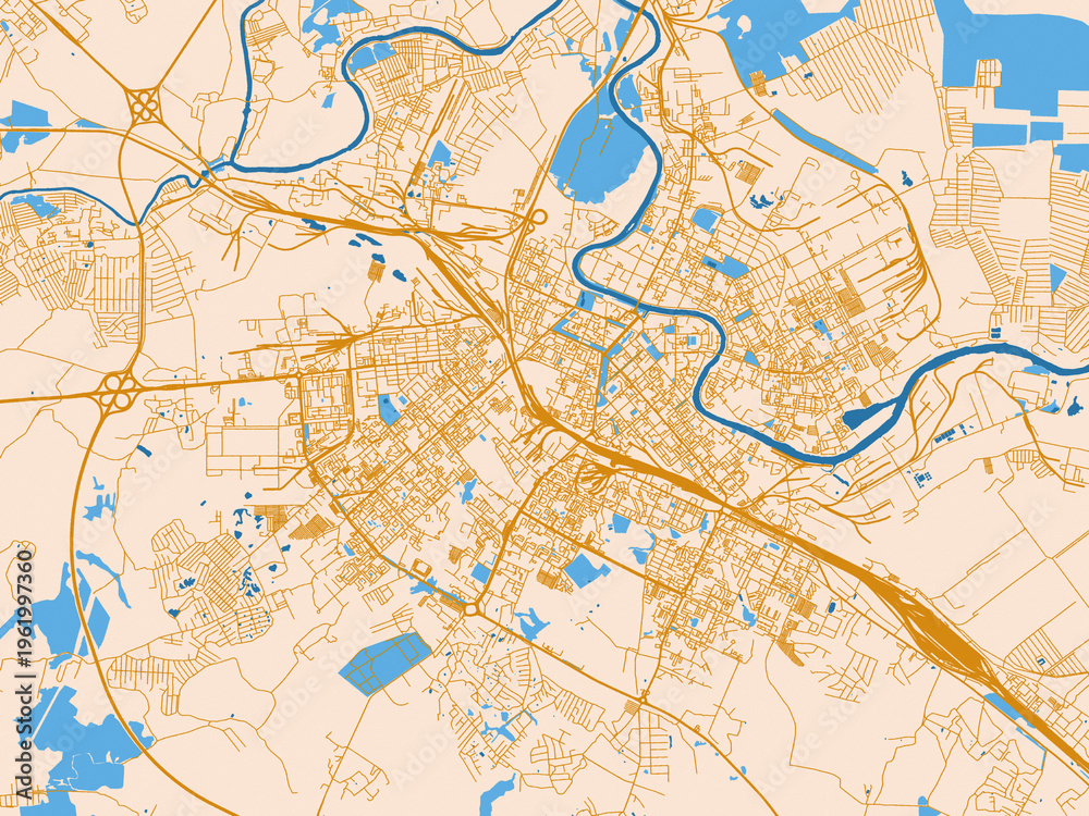 Fototapeta premium Urban cartographic illustration — Vologda, Russian Federation