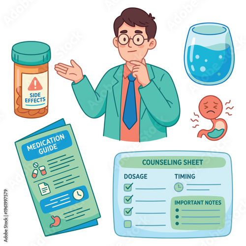 Medical Professional providing essential healthcare guidance on medication, side effects, and patient counseling for wellness