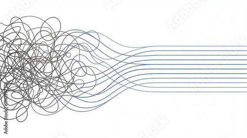 Journey from chaotic entanglement to serene order a visual metaphor for discovery and resolution