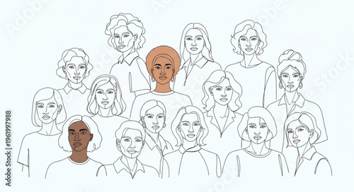 Diverse Group of People Illustrated with One Standing Out.