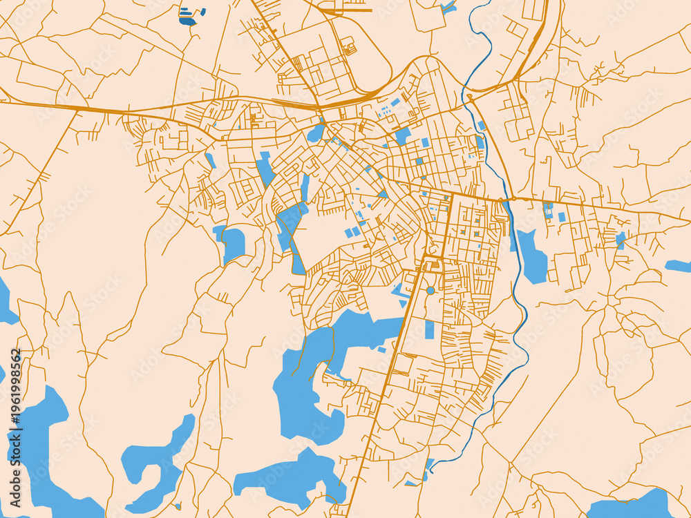 Fototapeta premium Urban planning style map of Krusevac, Serbia