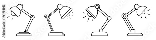 Vector illustration of desk lamps for reading and illuminating working spaces
