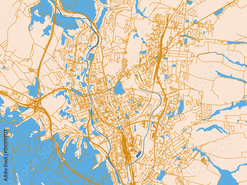 Billede på lærred City map poster of Presov, Slovakia – light cream and blue contrast