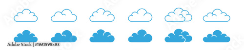 Cloud Icon Set, Weather Cloud Symbols Collection, Vector Illustration