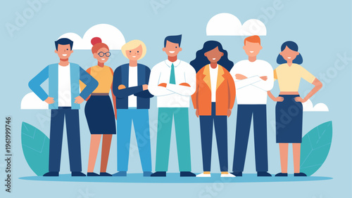 Diverse people, business group, flat illustration, colorful characters