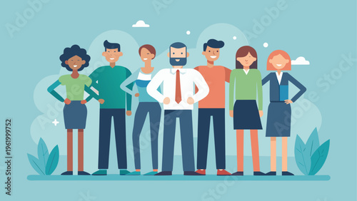 Diverse people, business team, group of colleagues, flat illustration