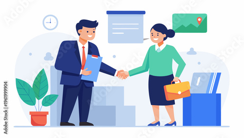 Business partnership, handshake, corporate teamwork, office collaboration