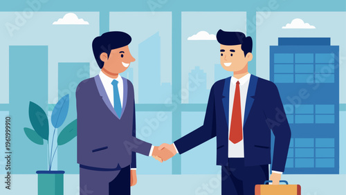 Business handshake, corporate partnership, office agreement, professional deal