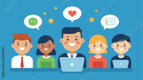 Diverse business team, people icons, communication, teamwork