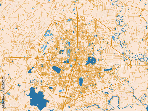 Εκτύπωση καμβά Street network map of Khon Kaen, Thailand