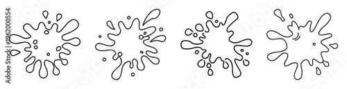 Four cartoon water splashes with varying designs on a white background
