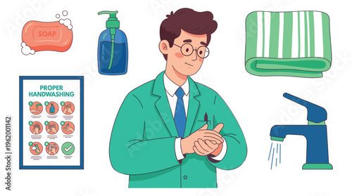 Healthcare professional illustrates essential handwashing steps for preventing illness and promoting wellness