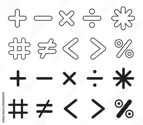 Mathematical and punctuation symbols