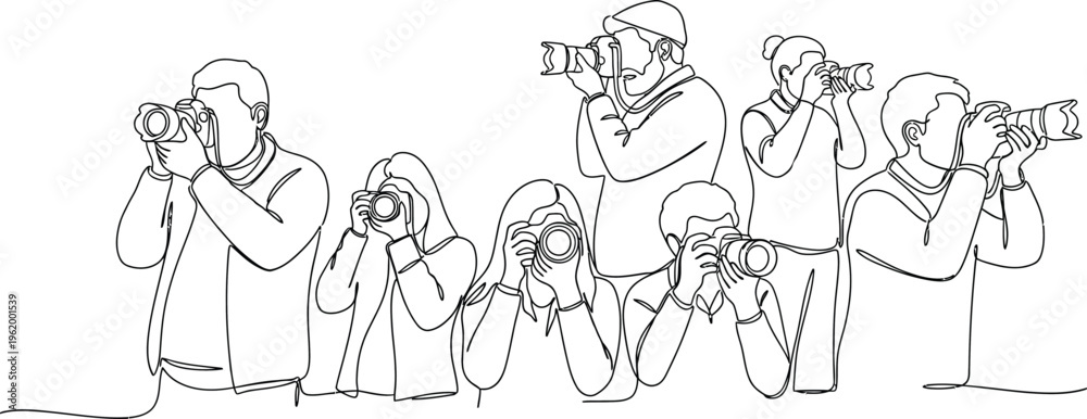 Naklejka premium group of photographers taking pictures