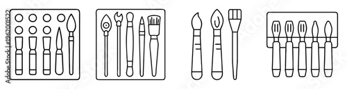 A set of artistic brushes and painting tools in a minimalist design