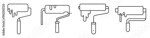 Collection of artistic line drawings showing different versions of a paint roller