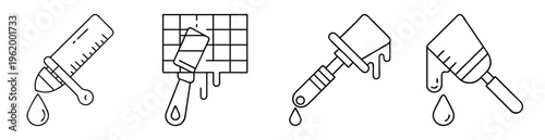 simple line art illustrations of painting tools and application icons