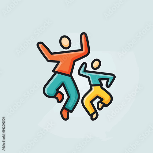 Two stick figures jumping