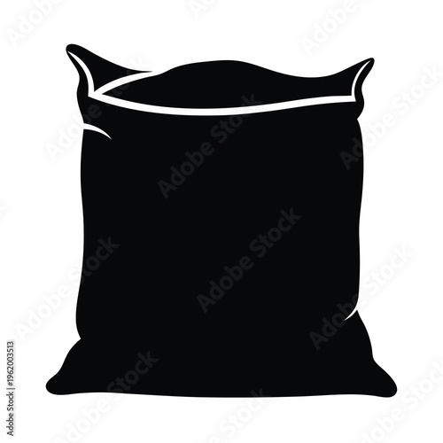 Black and white illustration of a filled sack or bag in silhouette