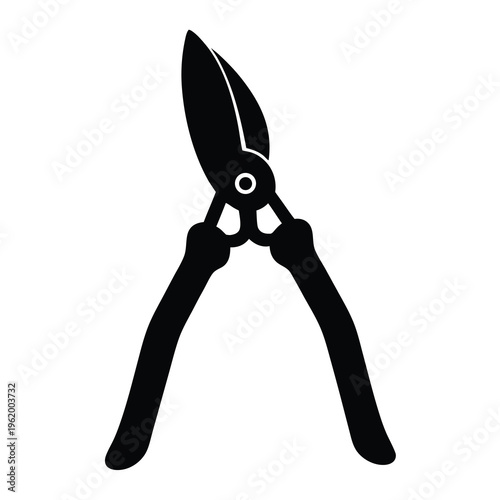 Black silhouette of a pair of garden shears or pruning shears tools