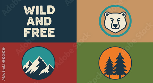 Modern Vector Icons with Wildlife and Nature Elements with gradient circles concept for branding, website design, and print materials.
