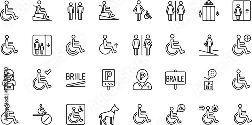 flat design accessibility icons set for universal design and inclusive communication
