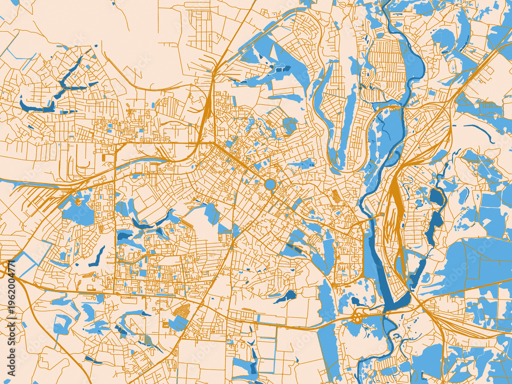 Fototapeta premium Urban cartographic illustration — Poltava, Ukraine
