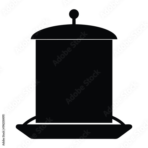 Black and white vector graphic illustration of a bird feeder silhouette