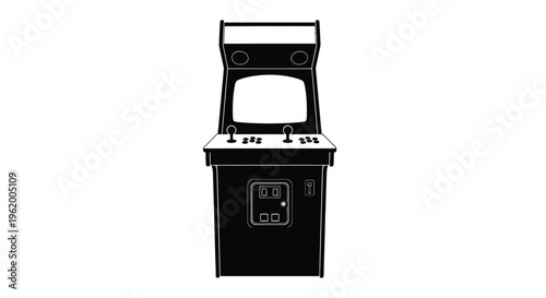 Classic arcade game machine in stark black silhouette