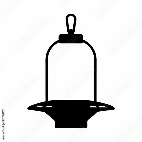 Black silhouette of a bird feeder with a hanging hook design