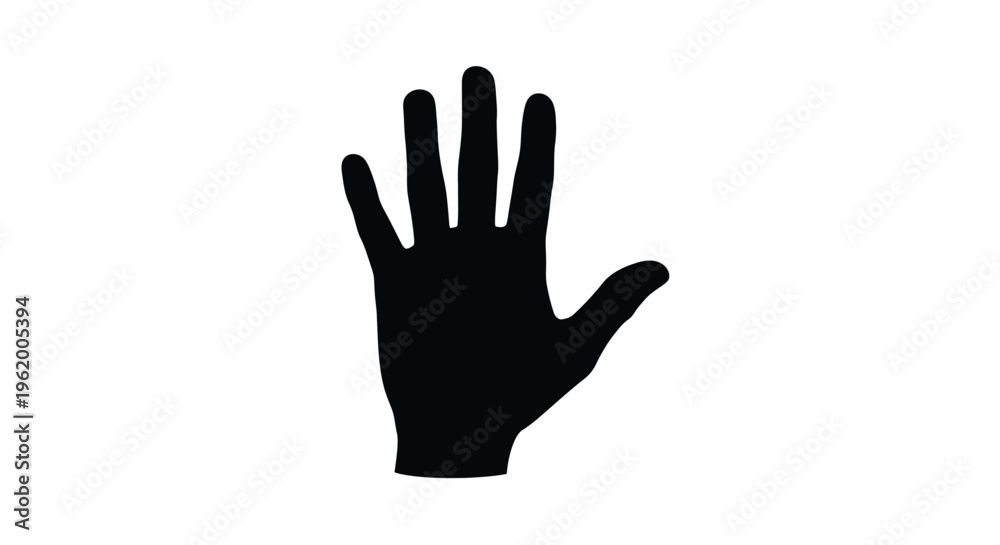 Obraz premium A dark solid hand shape presented as a black silhouette