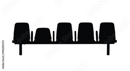 Empty theater seats in a row stark black form silhouette