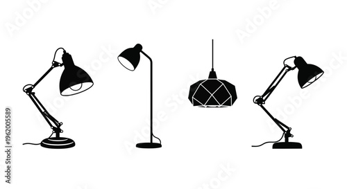 Assortment of modern lamps in a striking black silhouette