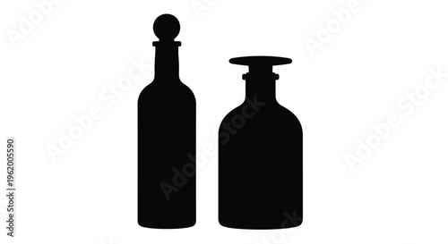 Two antique bottles presented in a striking black silhouette