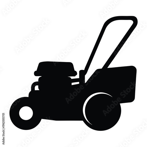 Silhouette of a lawn mower for cutting grass in the garden