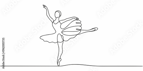 Elegant ballerina depicted in a continuous line drawing style