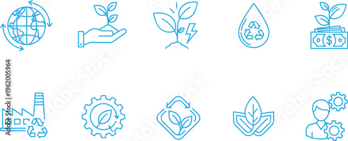 Eco friendly icons collection for sustainable living and environmental conservation