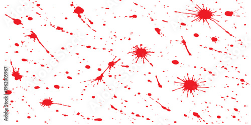 Abstract an artistic display of red paint splatter, creating a striking visual composition with a modern abstract art style, adding texture and dimension.