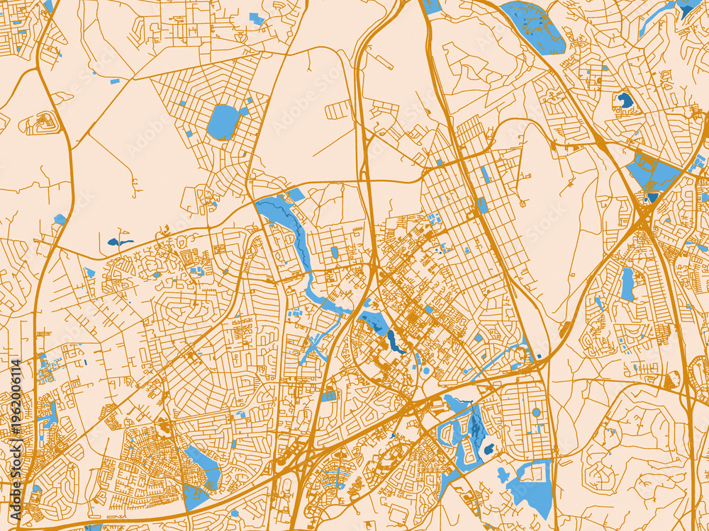 Fototapeta premium Cartographic city illustration of Centurion, South Africa