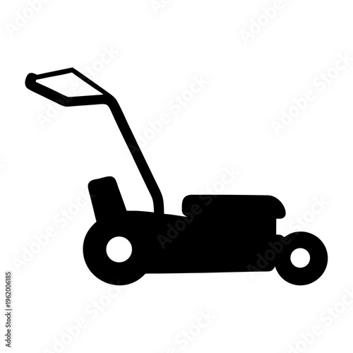 Simple Black Silhouette of a Lawnmower for Lawn Care and Maintenance