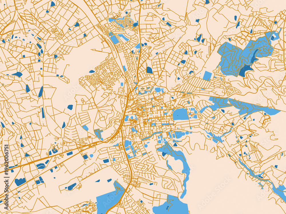 Fototapeta premium Road network map of Stellenbosch, South Africa