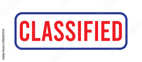 Digital classified stamp vector with bold red text and rounded blue border for documents