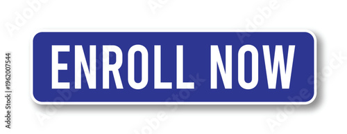 Enroll Now button vector with bold white text, rounded corners, and subtle shadow for UI design