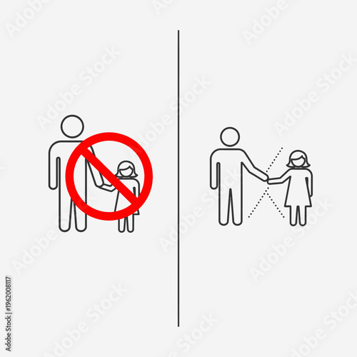 Child abuse prevention and healthy relationships icons.