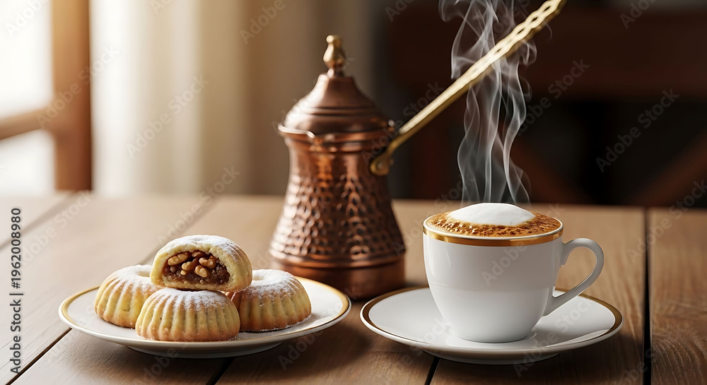 Fototapeta premium cup of coffee and cake
