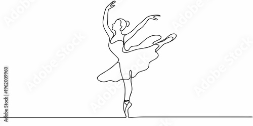 Elegant ballerina captured in a dynamic single continuous line drawing