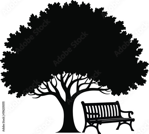 Wooden bench in a peaceful park surrounded by trees and grass