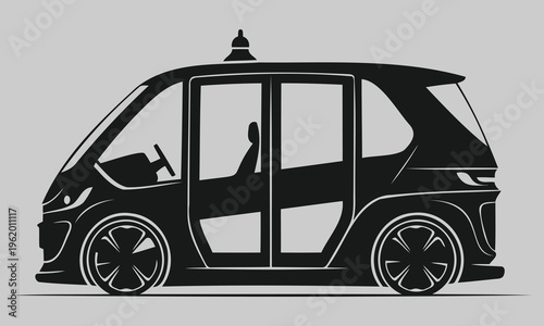 Futuristic Autonomous Smart City EV Microcar Vector Silhouette
