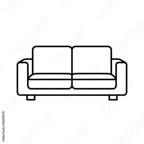 Modern three-seater sofa with a sleek and minimalist design Vector, illustration