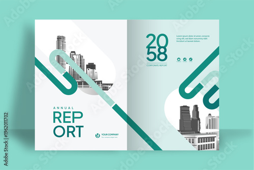 Business Report Cover Template – Green Geometric Layout (A4)